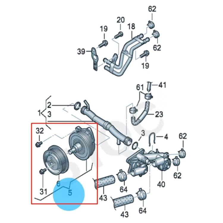 SENP Car Parts Car Water Pump Wholesale Auto Spare Parts 03C121004J Original Quality Cooling System Water Pump Thermostat VW Golf Beetle Touran Tiguan Audi A1